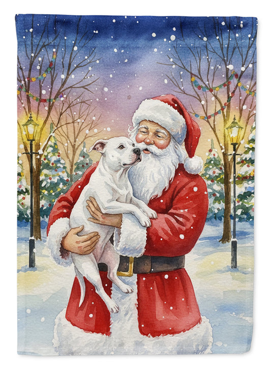 Buy this White Pit Bull Terrier with Santa Claus House Flag