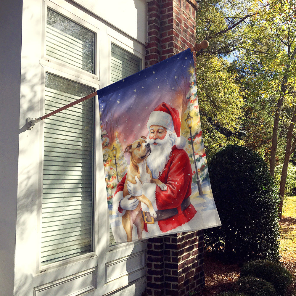 Pit Bull Terrier with Santa Claus House Flag
