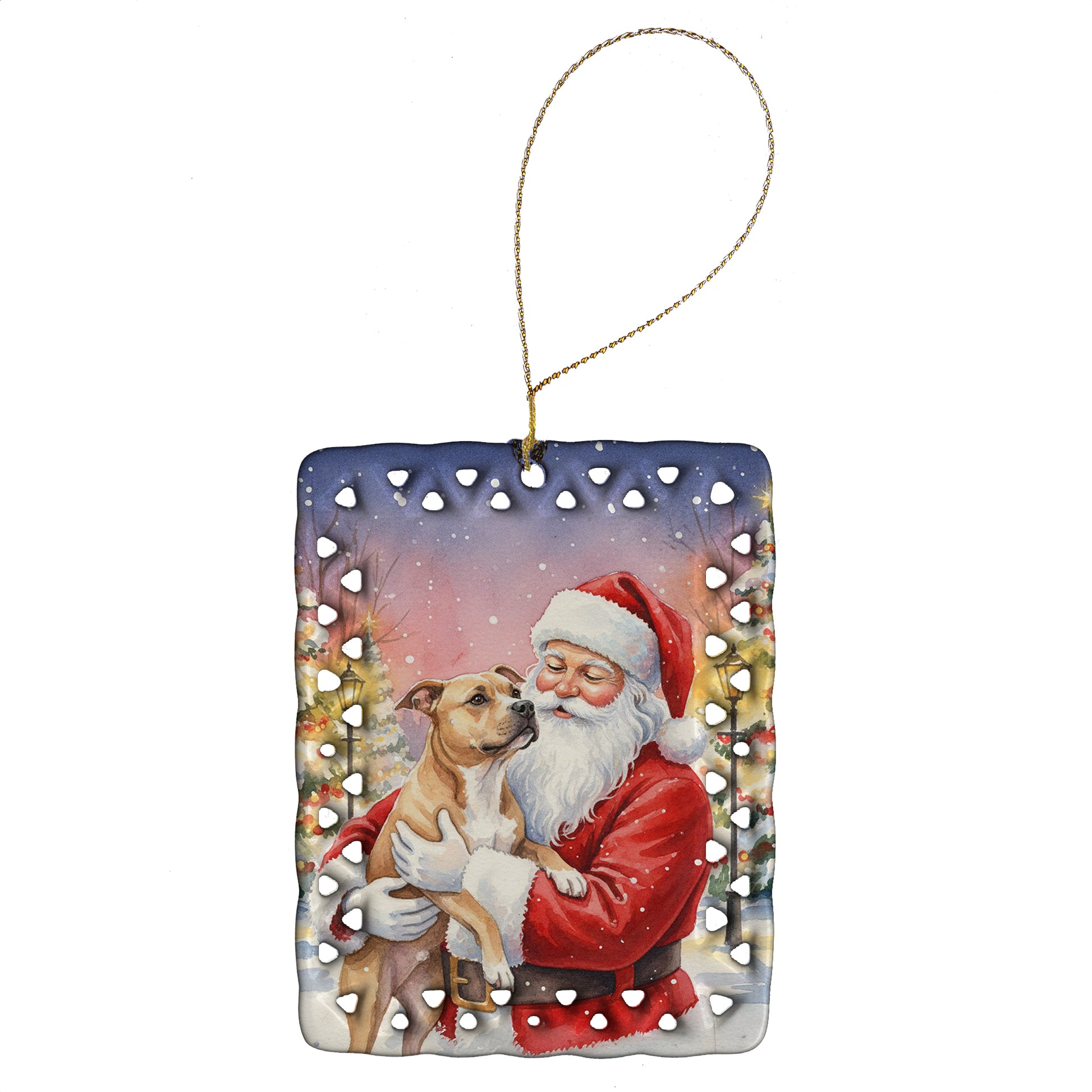 Buy this Pit Bull Terrier with Santa Claus Porcelain Ornament