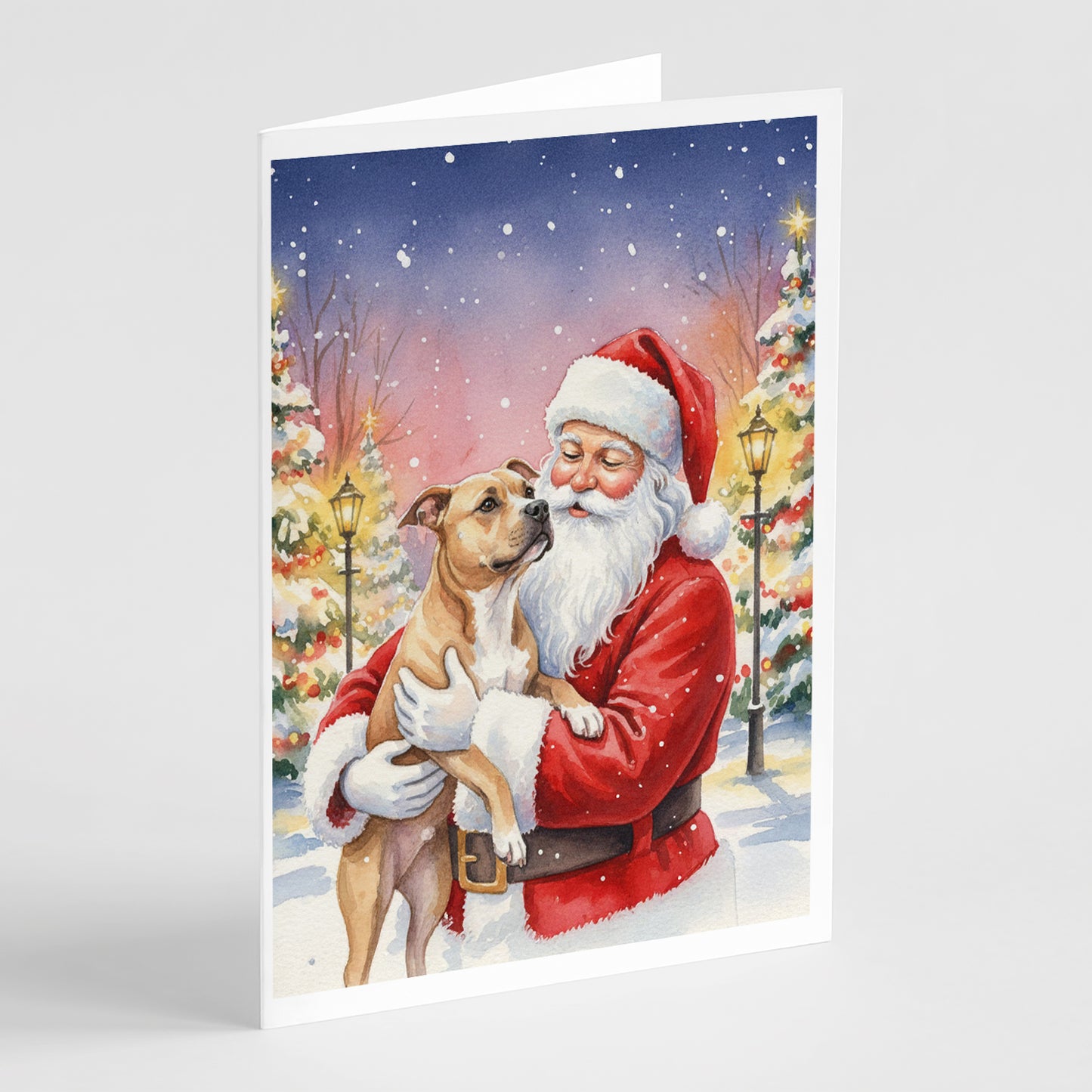Buy this Pit Bull Terrier with Santa Claus Greeting Cards Pack of 8