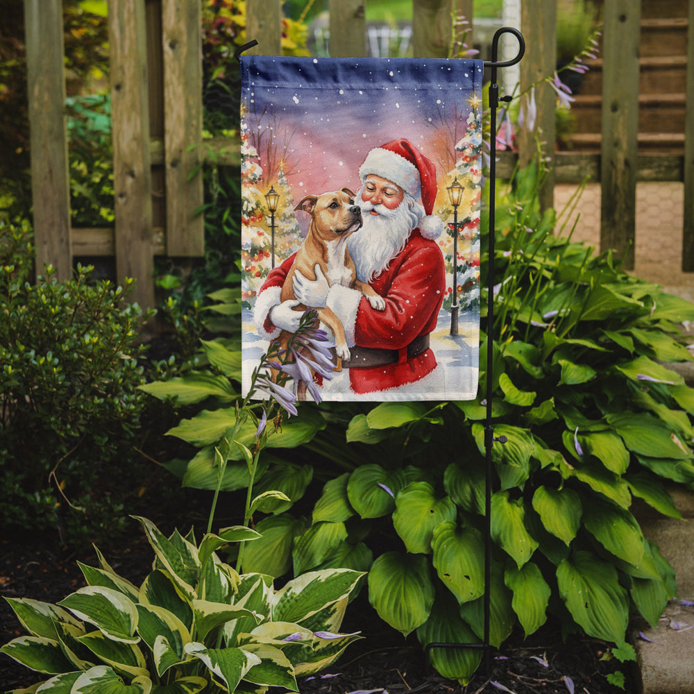 Pit Bull Terrier with Santa Claus Garden Flag