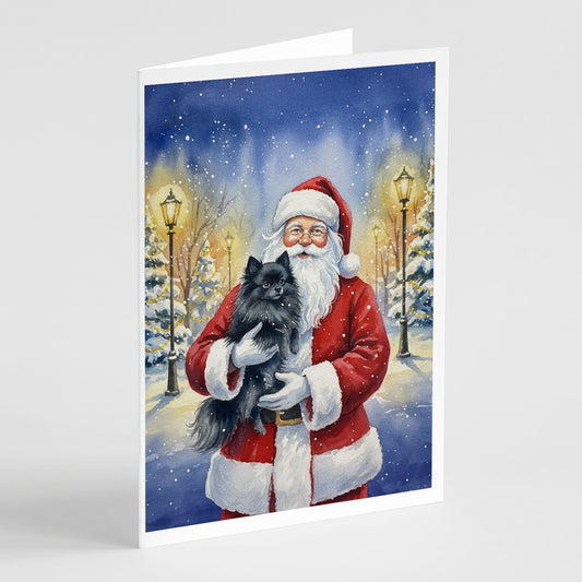 Buy this Black Pomeranian with Santa Claus Greeting Cards Pack of 8