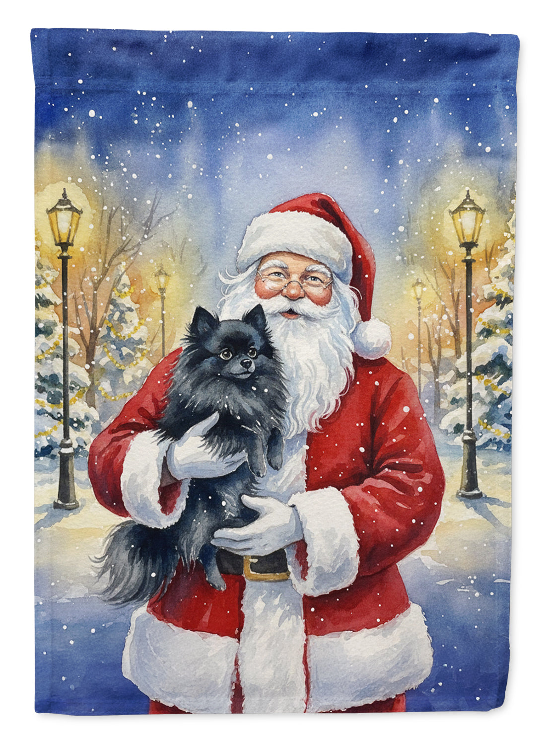 Buy this Black Pomeranian with Santa Claus Garden Flag