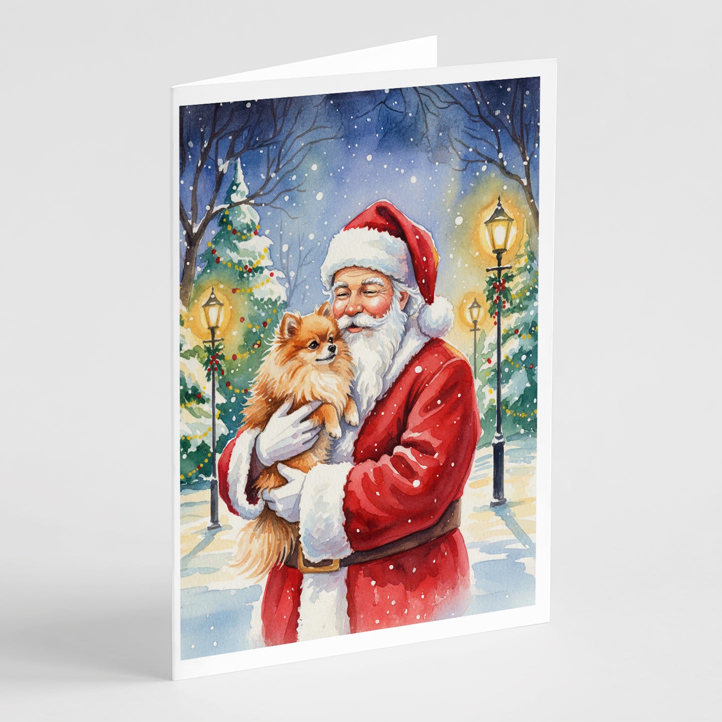 Buy this Pomeranian with Santa Claus Greeting Cards Pack of 8