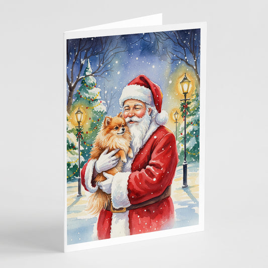 Buy this Pomeranian with Santa Claus Greeting Cards Pack of 8