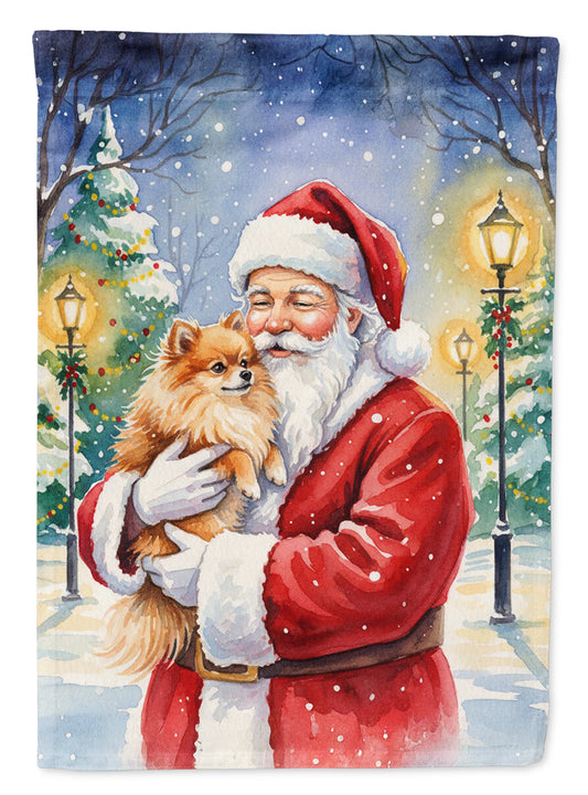 Buy this Pomeranian with Santa Claus Garden Flag