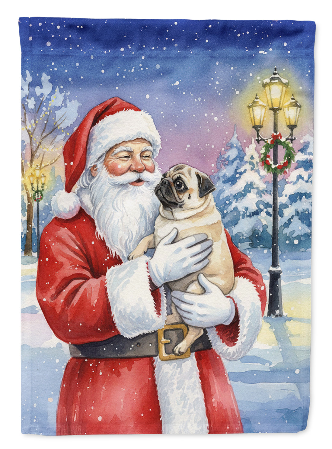 Buy this Pug with Santa Claus House Flag