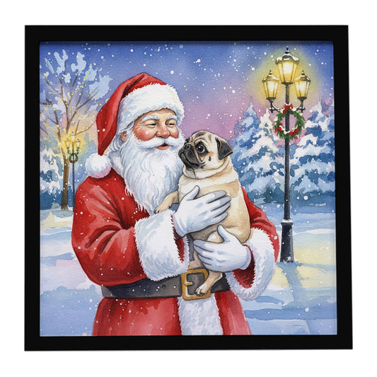 Buy this Pug with Santa Claus Framed Metal Print