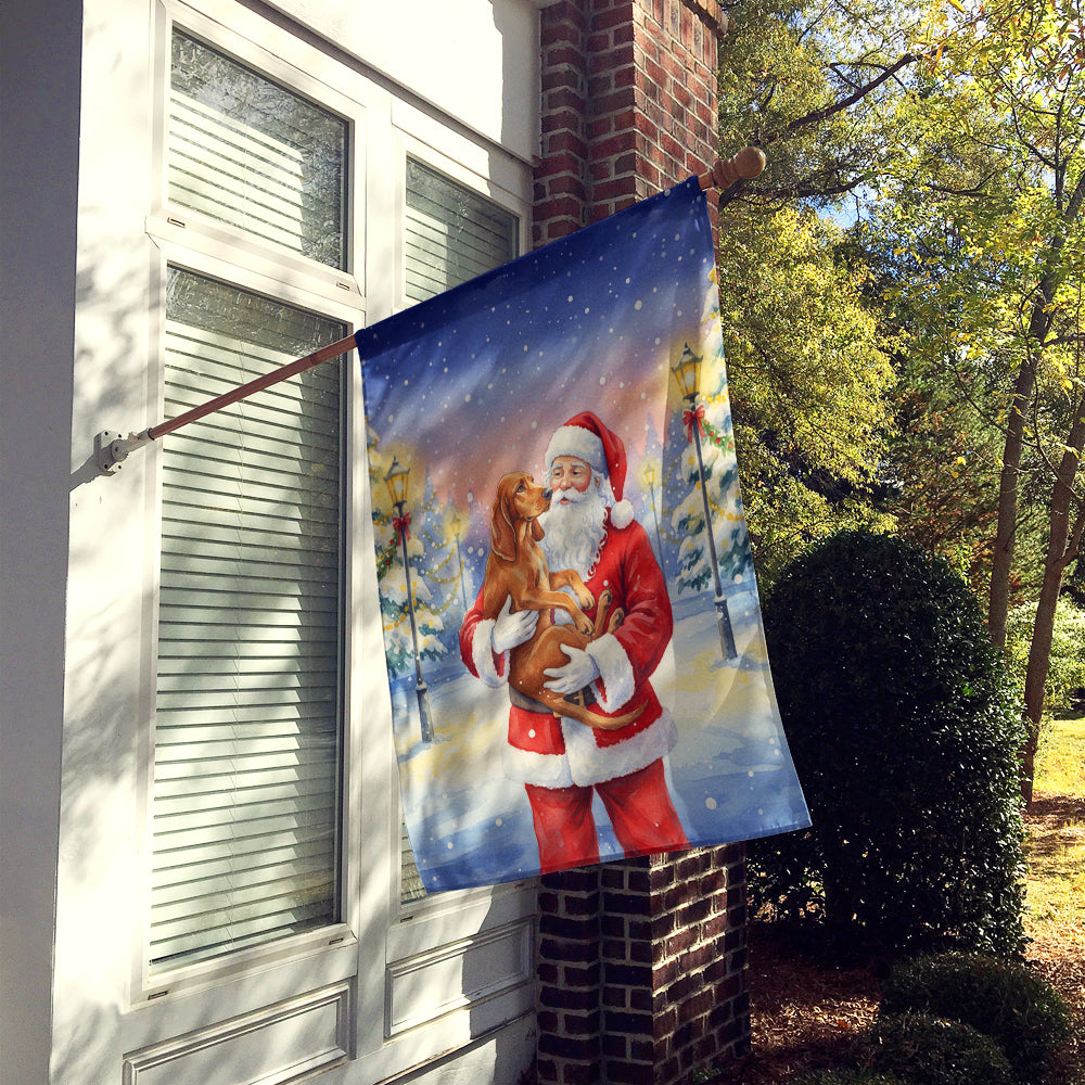Redbone Coonhound with Santa Claus House Flag