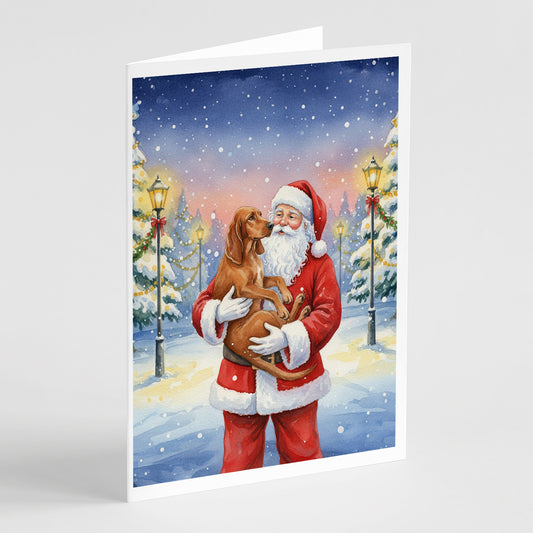 Buy this Redbone Coonhound with Santa Claus Greeting Cards Pack of 8