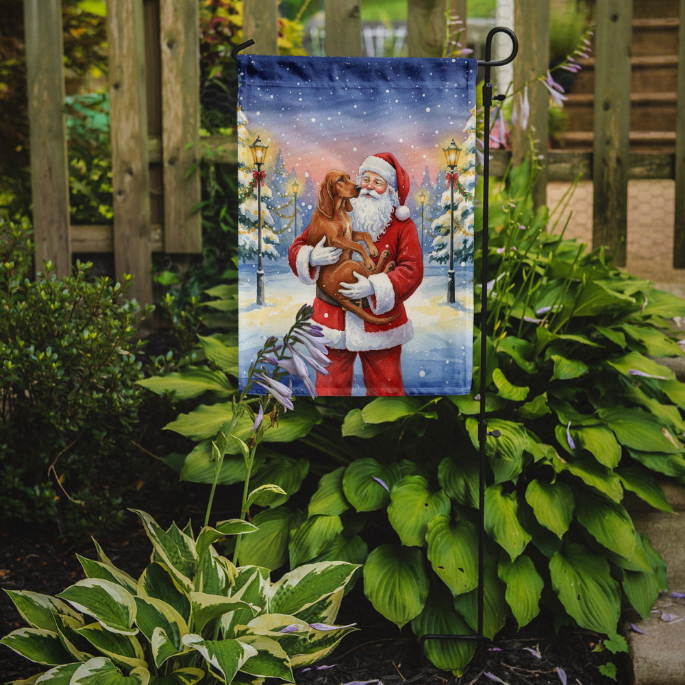 Redbone Coonhound with Santa Claus Garden Flag