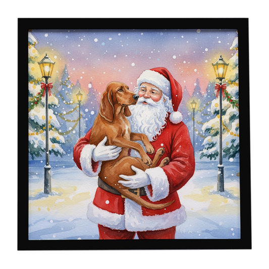 Buy this Redbone Coonhound with Santa Claus Framed Metal Print
