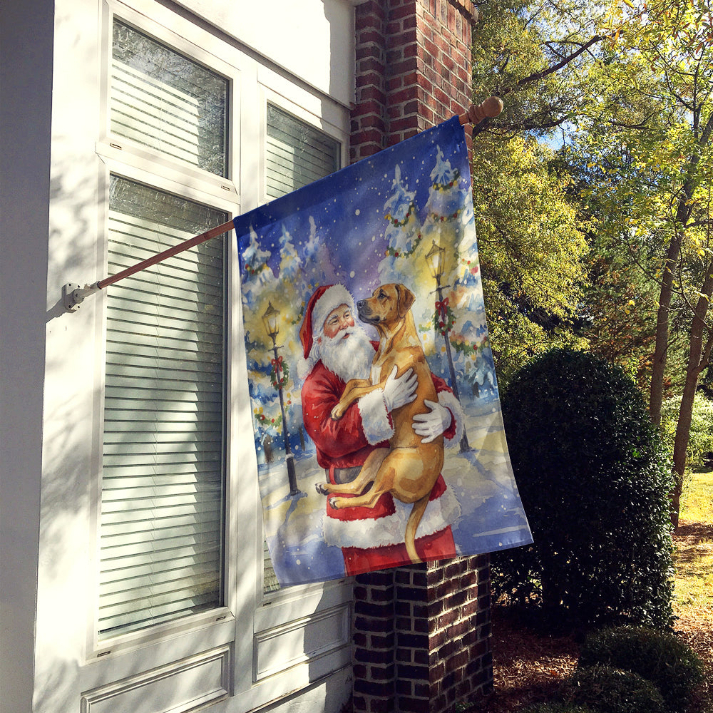 Rhodesian Ridgeback with Santa Claus House Flag
