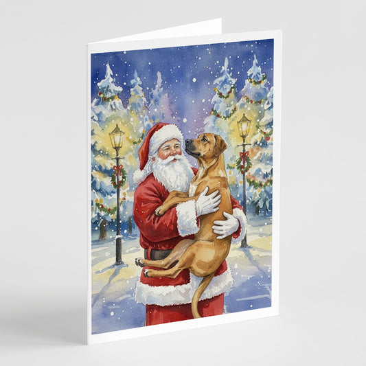 Buy this Rhodesian Ridgeback with Santa Claus Greeting Cards Pack of 8