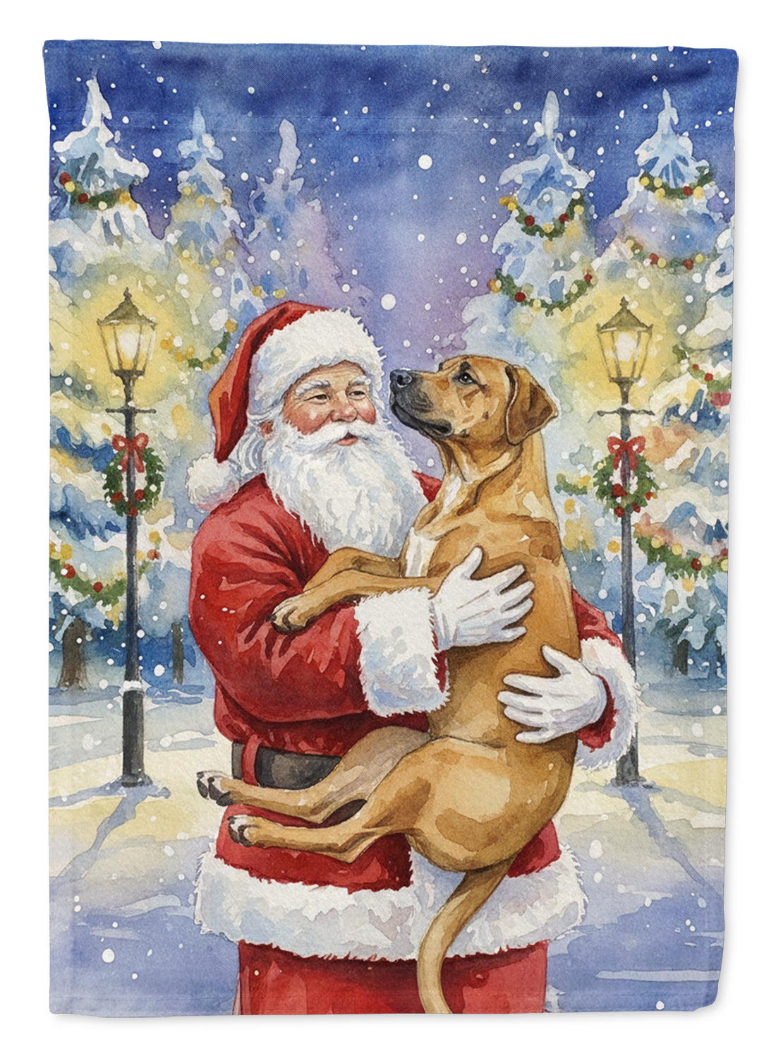 Buy this Rhodesian Ridgeback with Santa Claus Garden Flag