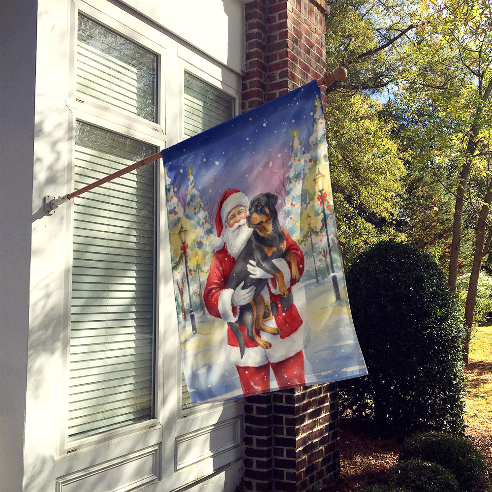 Rottweiler with Santa Claus House Flag
