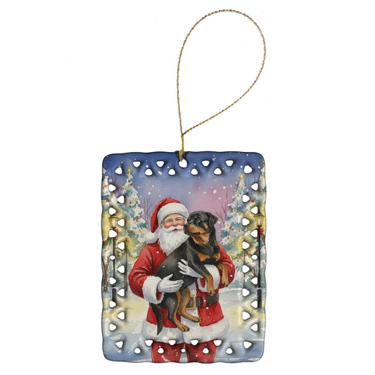 Buy this Rottweiler with Santa Claus Porcelain Ornament