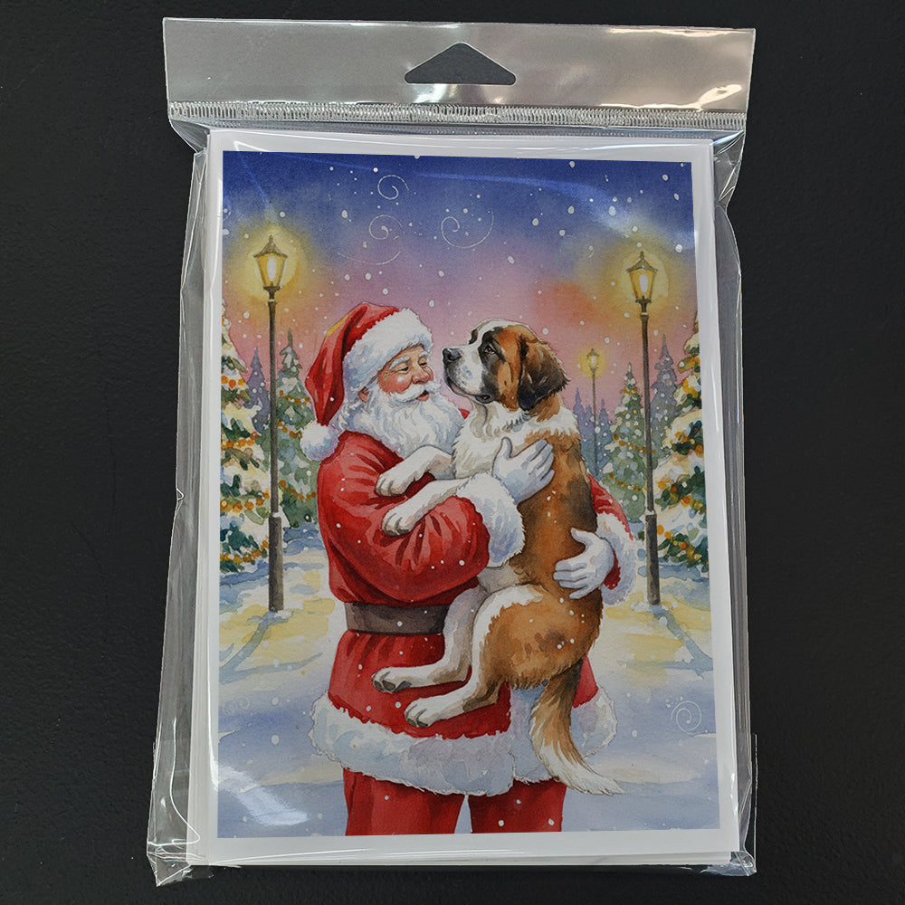 Saint Bernard with Santa Claus Greeting Cards Pack of 8