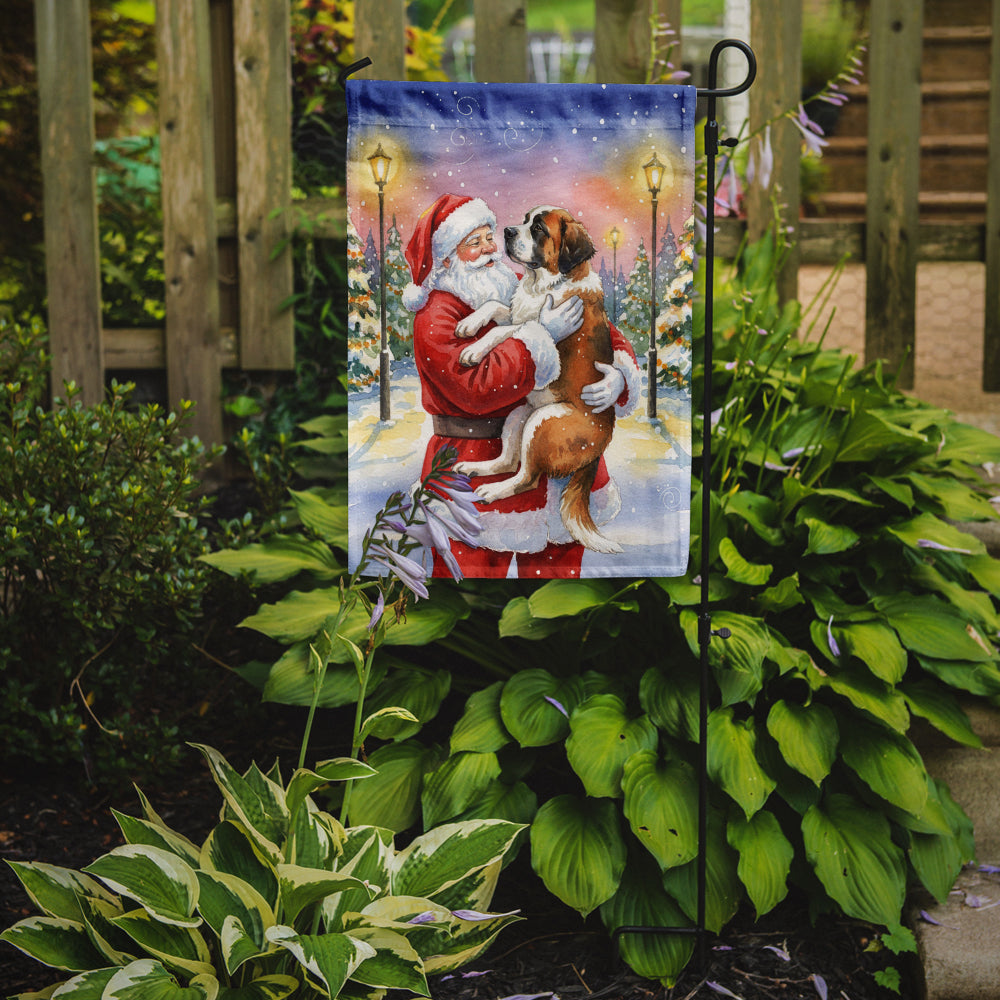Saint Bernard with Santa Claus Garden Flag