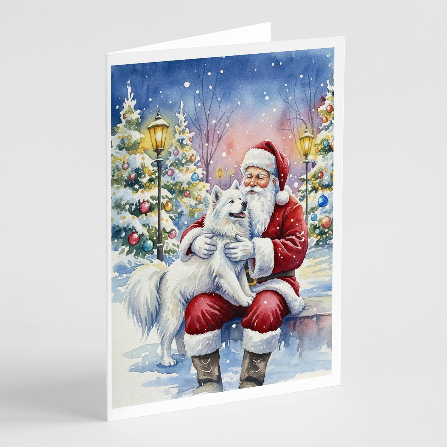 Buy this Samoyed with Santa Claus Greeting Cards Pack of 8