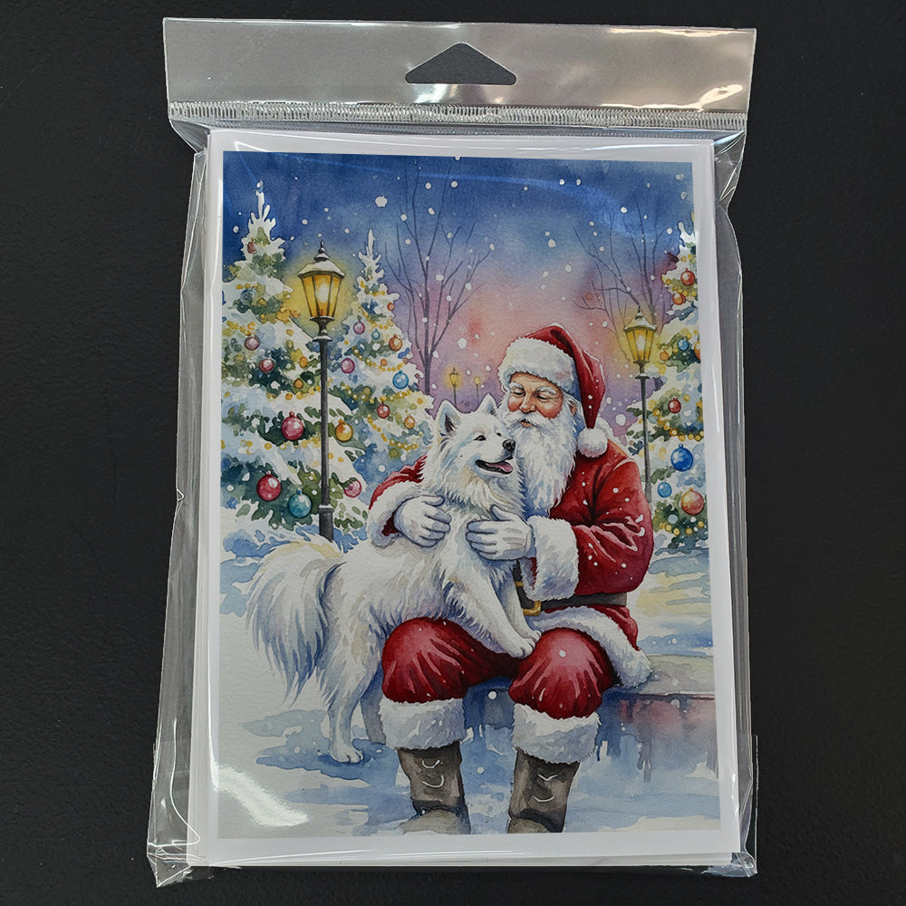 Samoyed with Santa Claus Greeting Cards Pack of 8