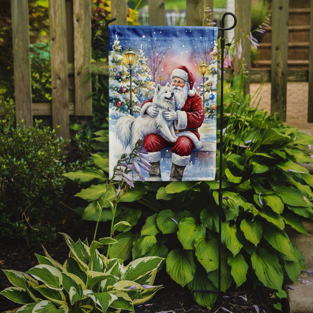 Samoyed with Santa Claus Garden Flag