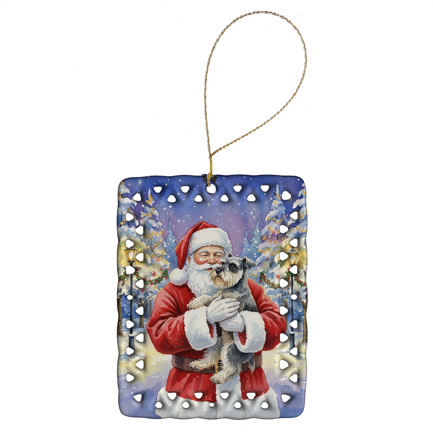 Buy this Schnauzer with Santa Claus Porcelain Ornament