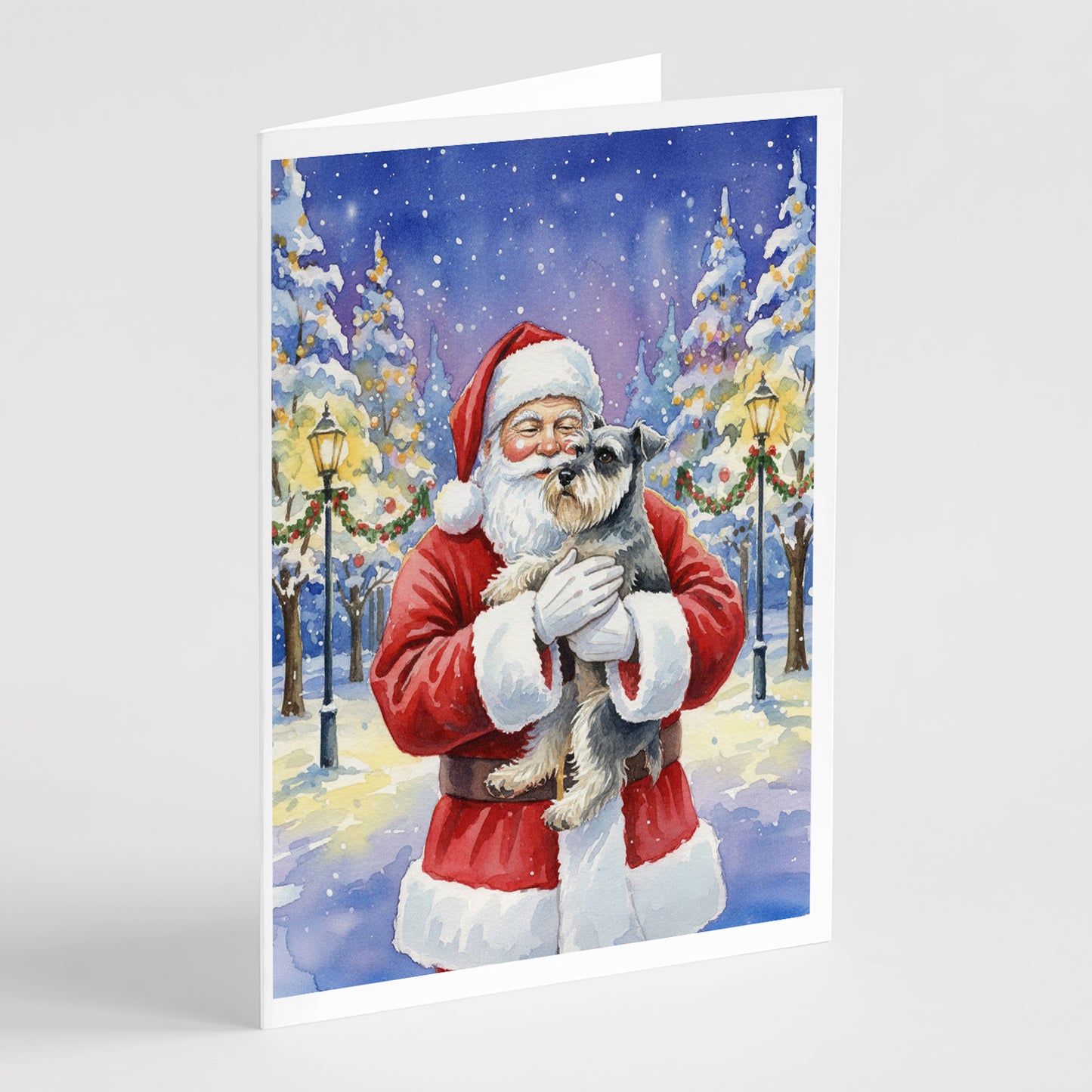 Buy this Schnauzer with Santa Claus Greeting Cards Pack of 8