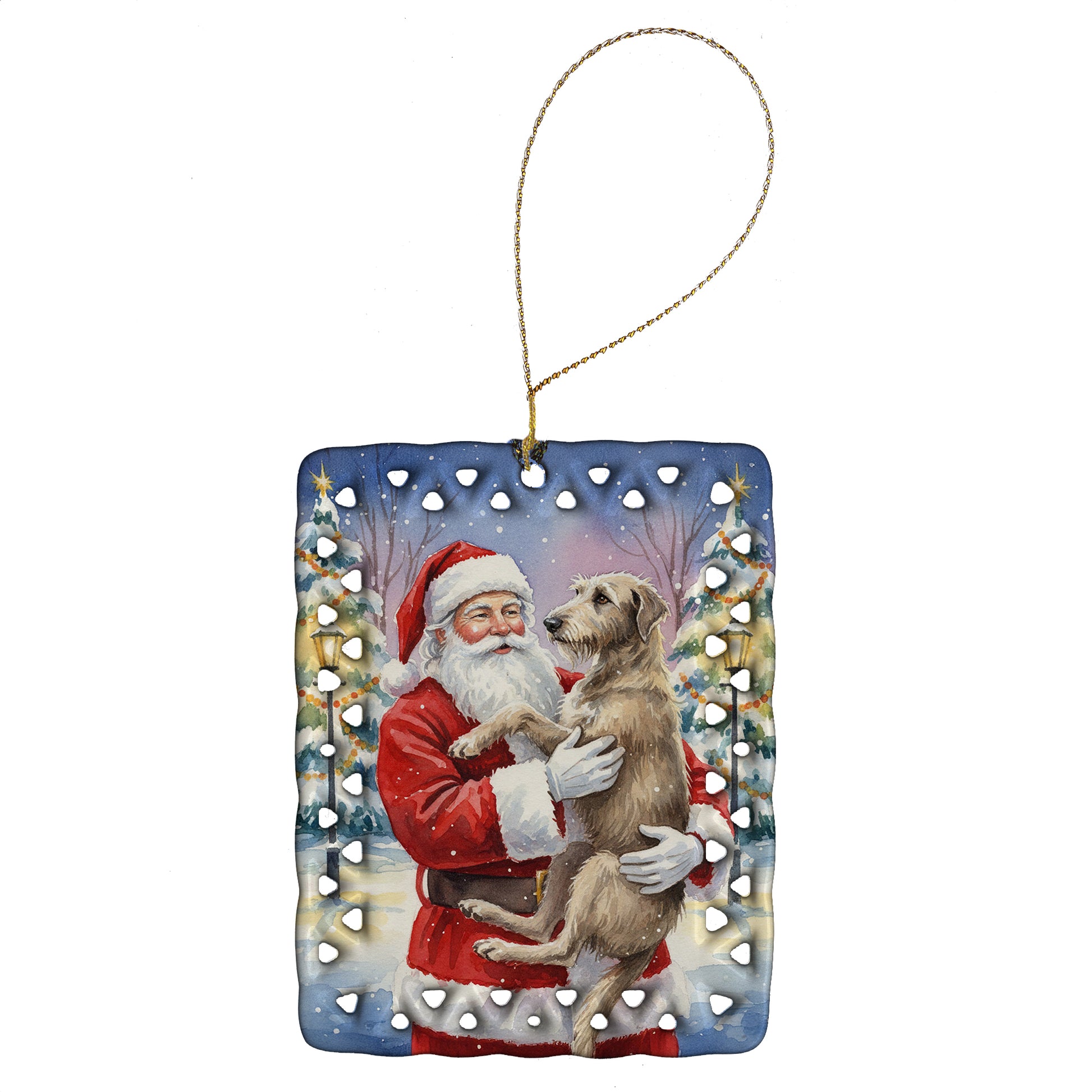 Buy this Scottish Deerhound with Santa Claus Porcelain Ornament