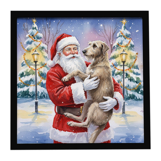 Buy this Scottish Deerhound with Santa Claus Framed Metal Print