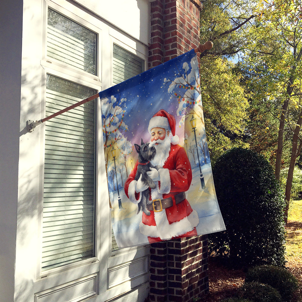 Scottish Terrier with Santa Claus House Flag