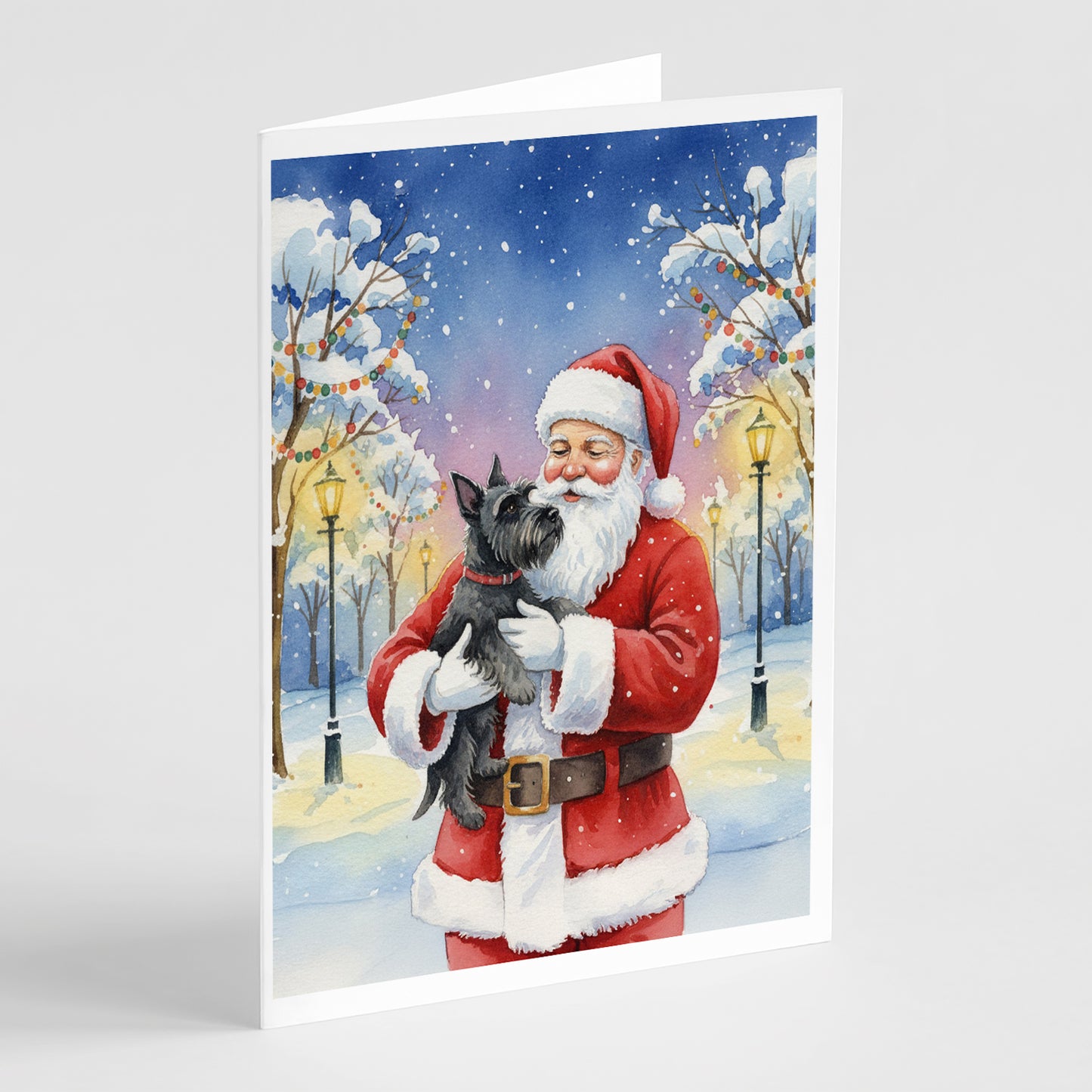 Buy this Scottish Terrier with Santa Claus Greeting Cards Pack of 8