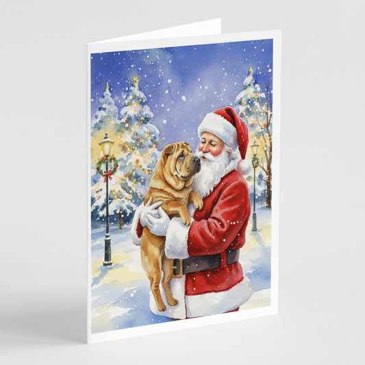 Buy this Shar Pei with Santa Claus Greeting Cards Pack of 8