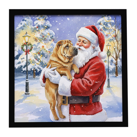 Buy this Shar Pei with Santa Claus Framed Metal Print