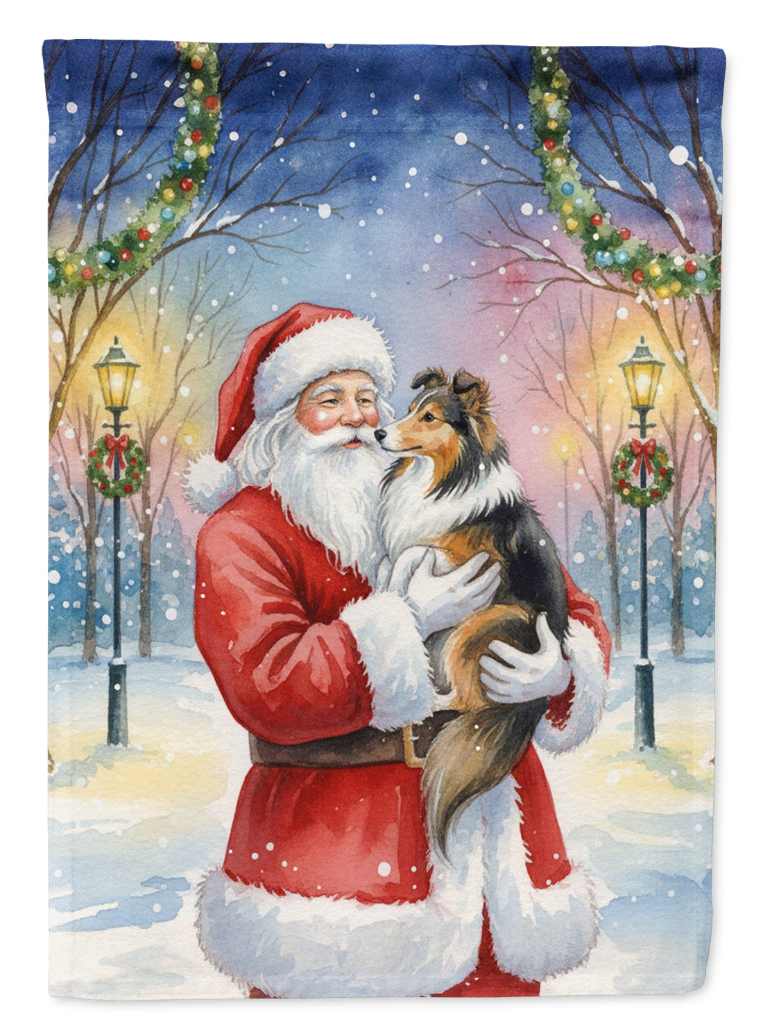 Buy this Sheltie with Santa Claus House Flag