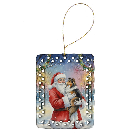 Buy this Sheltie with Santa Claus Porcelain Ornament