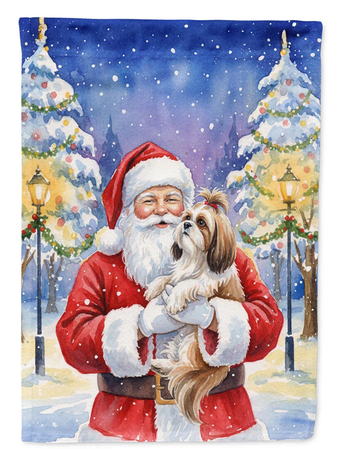 Buy this Shih Tzu with Santa Claus House Flag