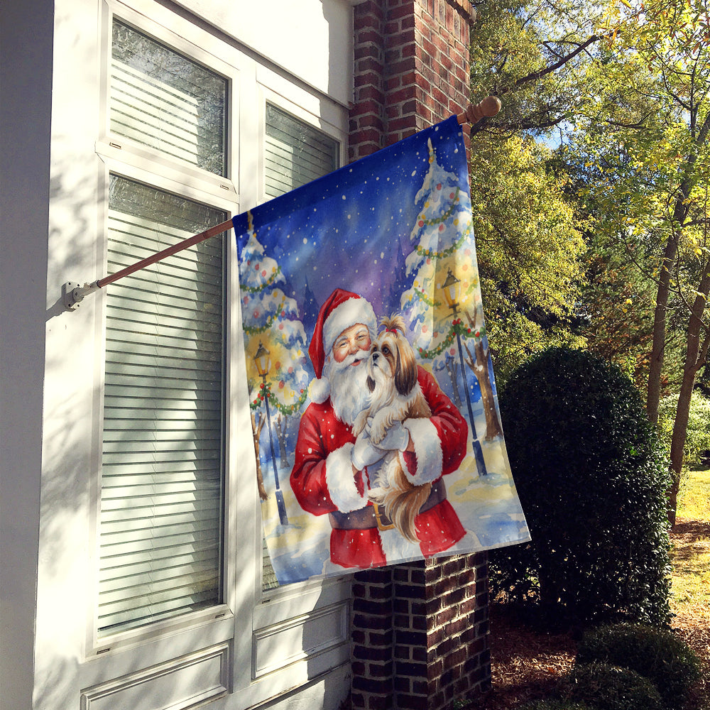 Shih Tzu with Santa Claus House Flag
