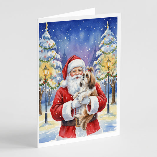 Buy this Shih Tzu with Santa Claus Greeting Cards Pack of 8