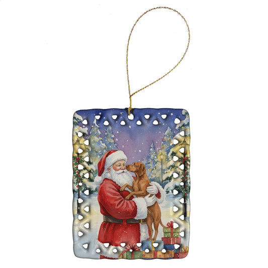 Buy this Vizsla with Santa Claus Porcelain Ornament