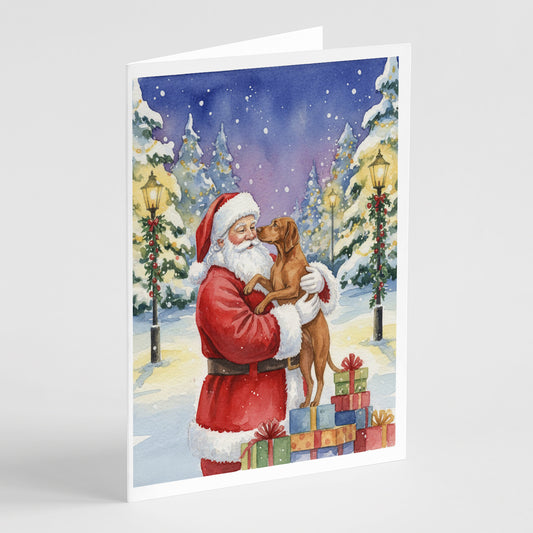 Buy this Vizsla with Santa Claus Greeting Cards Pack of 8