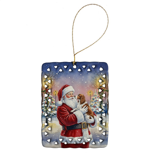 Buy this Welsh Springer Spaniel with Santa Claus Porcelain Ornament