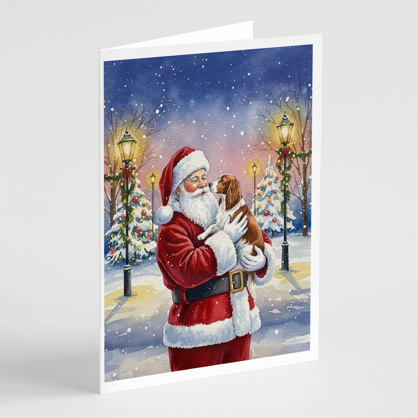 Buy this Welsh Springer Spaniel with Santa Claus Greeting Cards Pack of 8