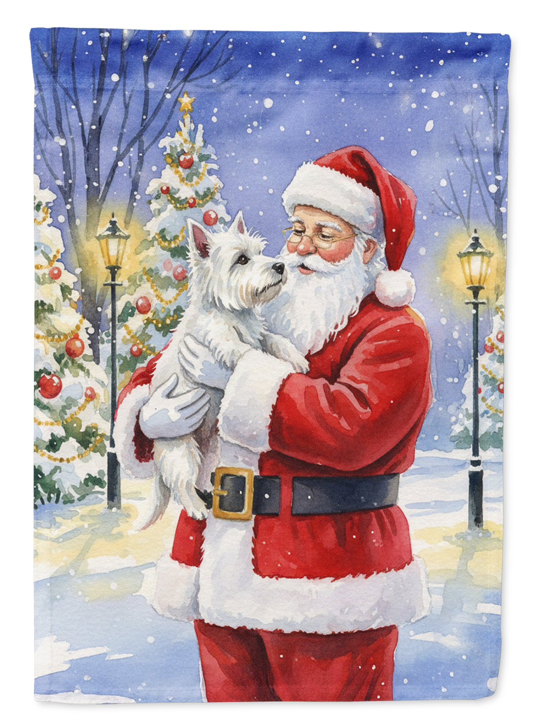 Buy this Westie with Santa Claus House Flag