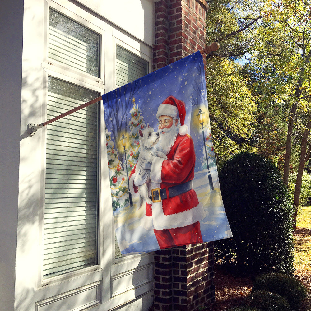 Westie with Santa Claus House Flag