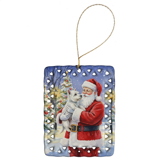 Buy this Westie with Santa Claus Porcelain Ornament
