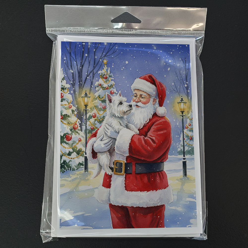 Westie with Santa Claus Greeting Cards Pack of 8