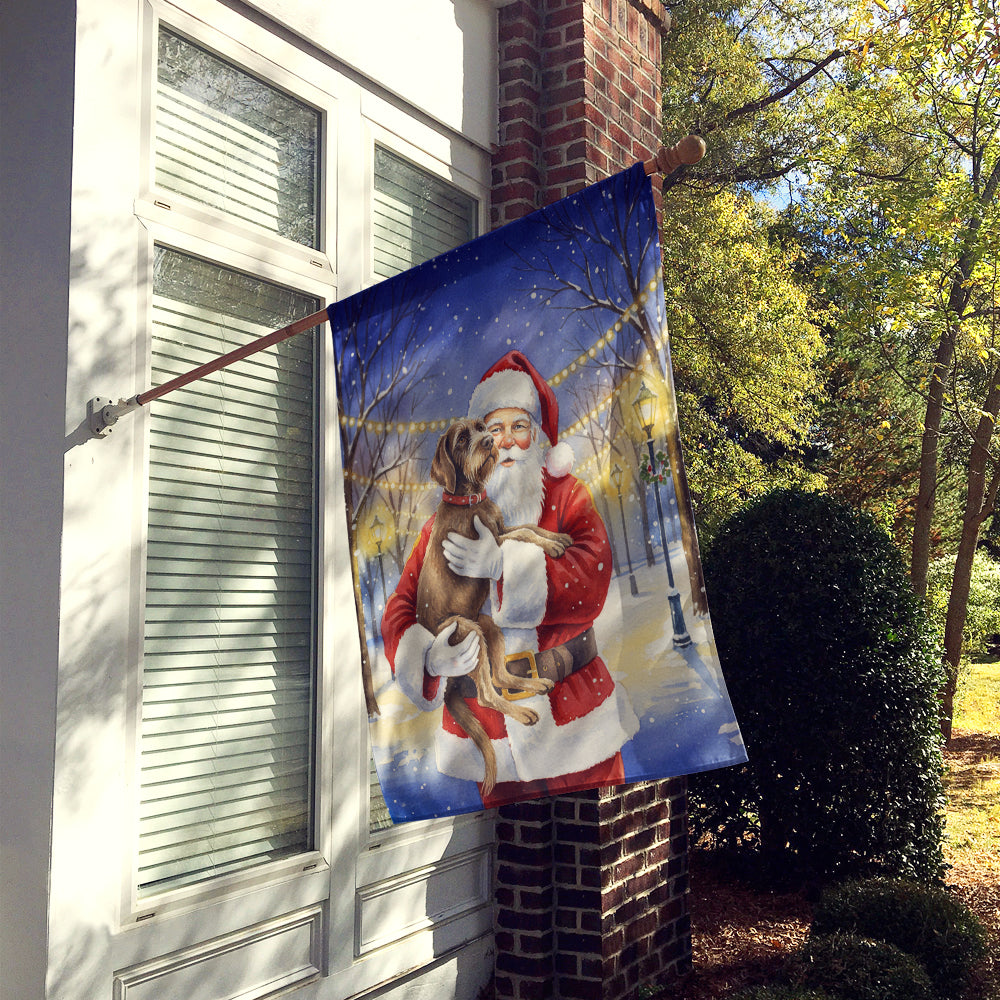 Wirehaired Pointing Griffon with Santa Claus House Flag