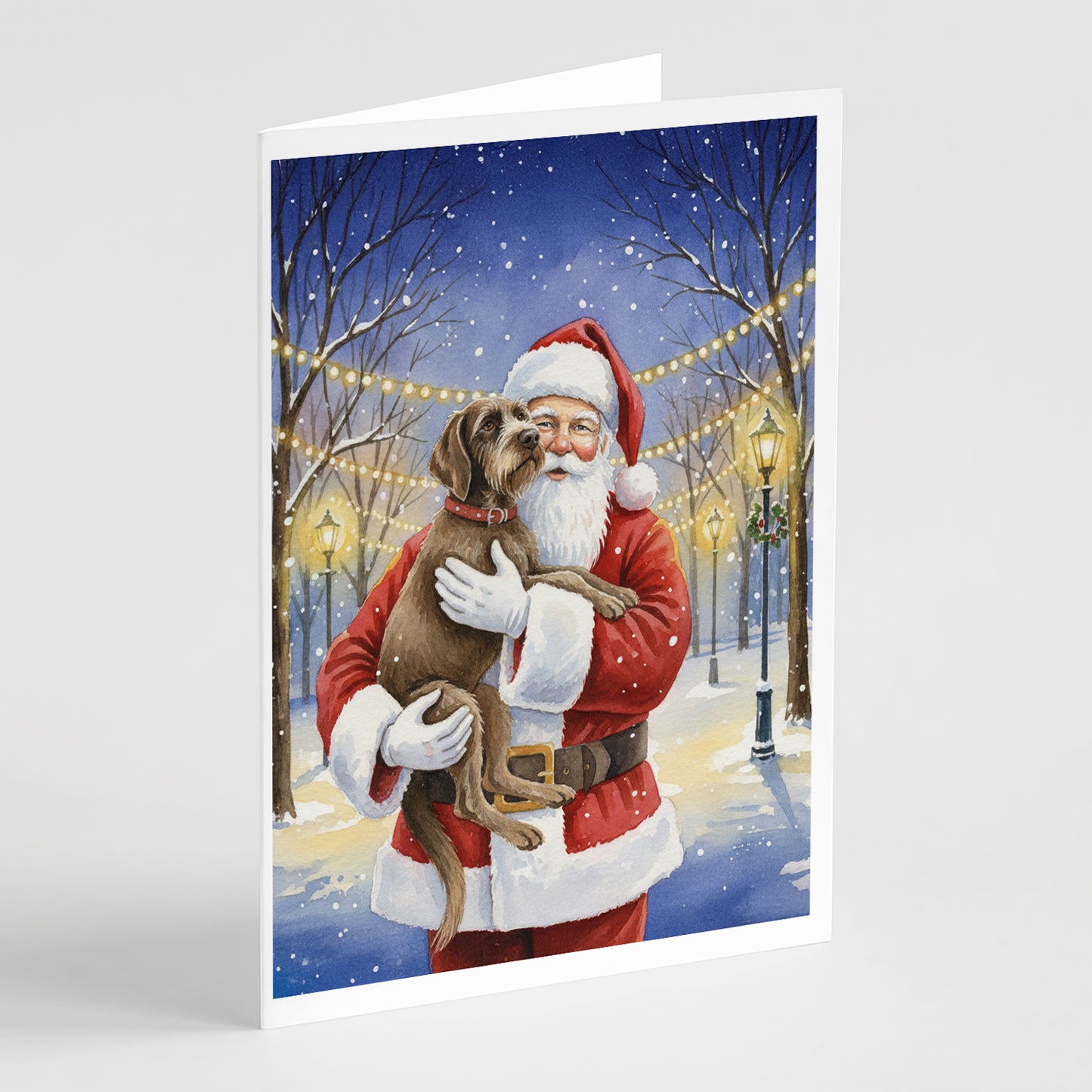 Buy this Wirehaired Pointing Griffon with Santa Claus Greeting Cards Pack of 8