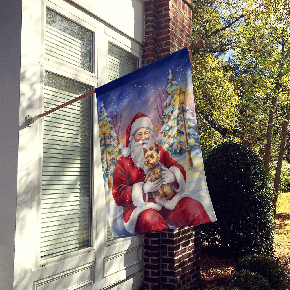 Yorkshire Terrier with Santa Claus House Flag